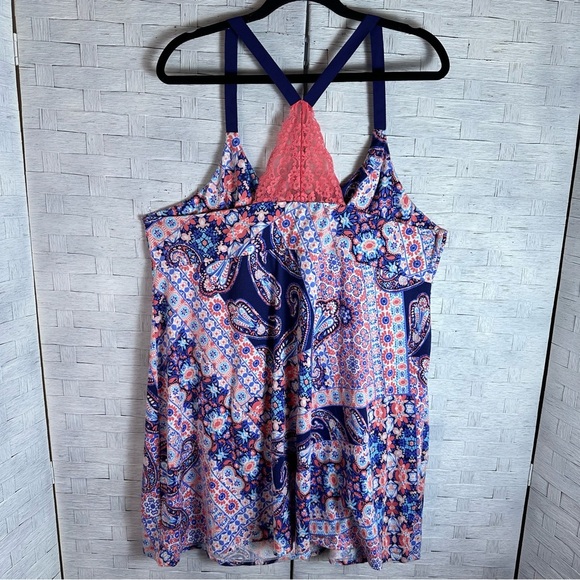 ND intimates, nightgown, T back lace back Paisley, colorful nightgown plus size - Picture 2 of 8